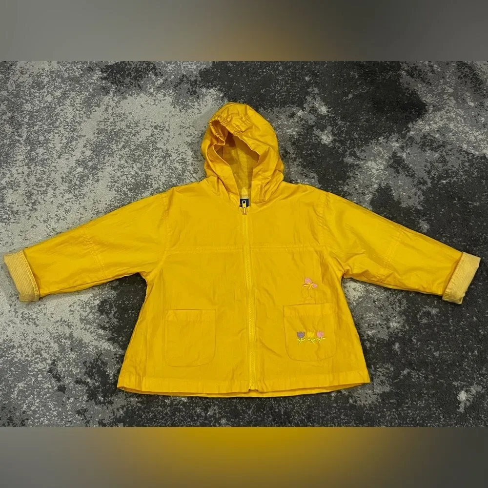 Y2K Carter's yellow light weight jacket with floral and butterfly embroidery 4T